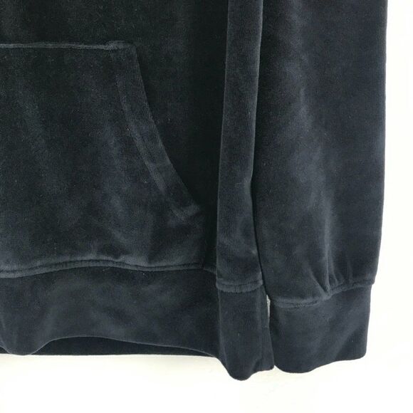 Zine Women Black Velour Hoodie Sweatshirt Small S - Picture 3 of 6